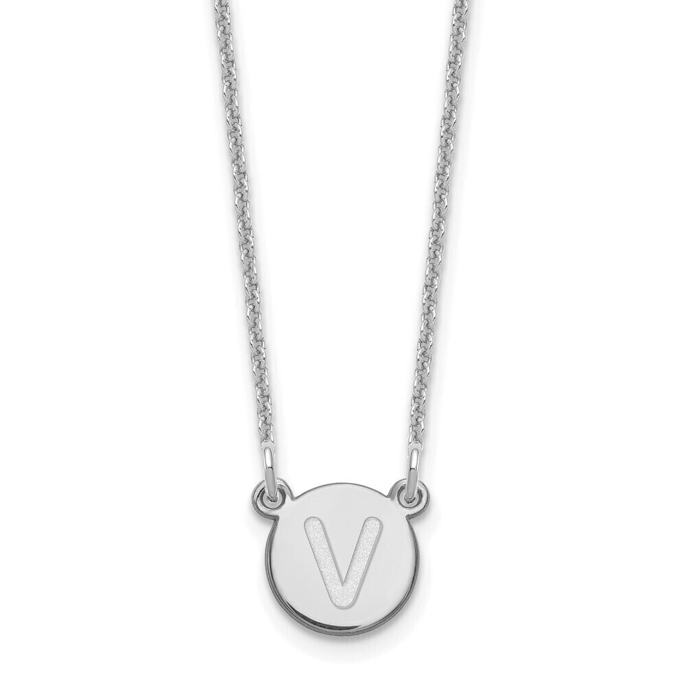 Kazi Luxury 14kw Tiny Circle Block Letter V Initial Necklace